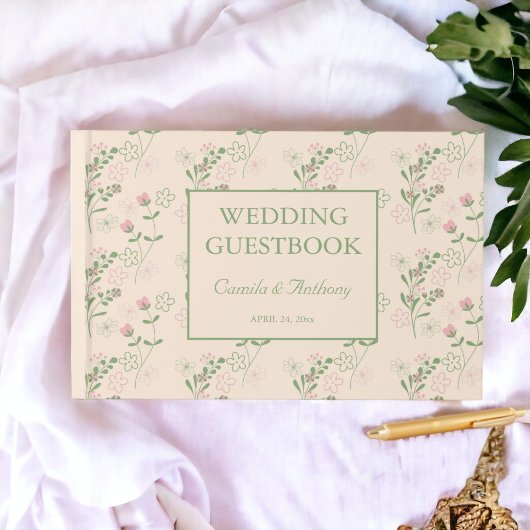 ピンクグリーンレトロY2K 70s花柄 ゲストブック