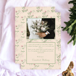 ピンクグリーンレトロY2K 70s花柄 サンキューカード