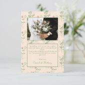 ピンクグリーンレトロY2K 70s花柄 サンキューカード (スタンド正面)