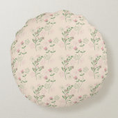 ピンクグリーンレトロY2K 70s花柄 ラウンドクッション (裏面)