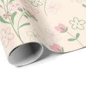 ピンクグリーンレトロY2K 70s花柄 ラッピングペーパー (ロールコーナー)