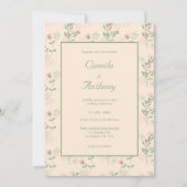 ピンクグリーンレトロY2K 70s花柄 招待状 (正面)