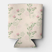 ピンクグリーンレトロY2K 70s花柄 缶クーラー (正面)