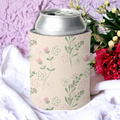 ピンクグリーンレトロY2K 70s花柄 缶クーラー