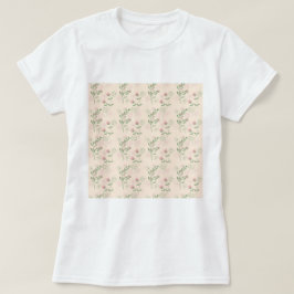 ピンクグリーンレトロY2K 70s花柄 Tシャツ