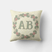 ピンクグリーンローズリースモノグラムスロー枕 クッション (裏面)