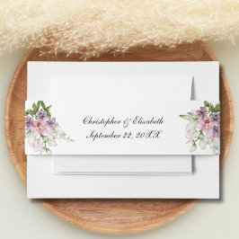 ピンクグリーン伝統的クラシックフローラ結婚ズ 招待状ベリーバンド