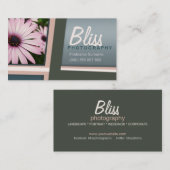 ピンクグリーン写真付き/写真テンプレート 名刺 (正面/裏面)