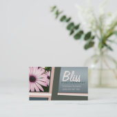 ピンクグリーン写真付き/写真テンプレート 名刺 (スタンド正面)