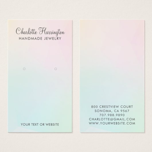 ピンクグリーン勾配イヤリングジュエリー表示カード (正面&裏面)