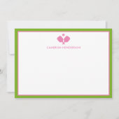 ピンクグリーン名パーソナライズされたおもしろいピックボール ノートカード (正面)