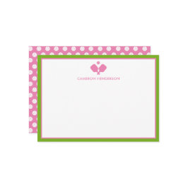 ピンクグリーン名パーソナライズされたおもしろいピックボール ノートカード