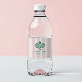 ピンクグリーン名門私立校風のピックボール誕生日パーティー ペットボトルラベル