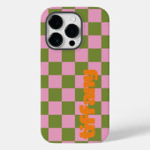 ピンクグリーン市松模様にの電話ケース Case-Mate iPhoneケース (裏面)
