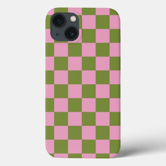 ピンクグリーン市松模様にジンガムパターン Case-Mate iPhoneケース (裏面)