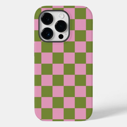 ピンクグリーン市松模様にジンガムパターン Case-Mate iPhoneケース (裏面)