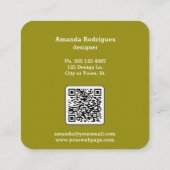 ピンクグリーン市松模様にデザイナースクエアビジネスカード スクエア名刺 (裏面)