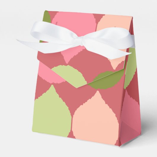 ピンクグリーン幾何イカットティアドロップサークル フェイバーボックス (正面サイド)