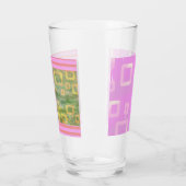 ピンクグリーン幾何ガラスカップ タンブラーグラス (左)