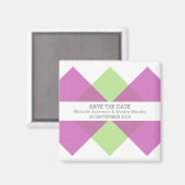 ピンクグリーン幾何学三尊日付磁石を保存 マグネット (正面/裏面)