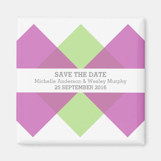 ピンクグリーン幾何学三尊日付磁石を保存 マグネット (正面)