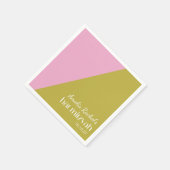 ピンクグリーン幾何学色ブロックバルミツワー スタンダードカクテルナプキン (角)
