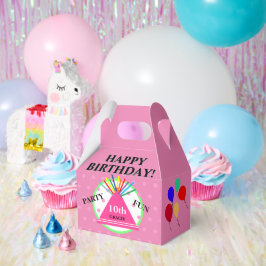 ピンクグリーン幾何水玉模様パーティー帽子 フェイバーボックス