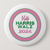 ピンクグリーン投票ハリスウォルズ2024大キャンペーン 缶バッジ (正面)
