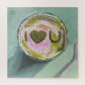 ピンクグリーン抹茶ラブティーアートシモダンェルライフB ジグソーパズル (縦)