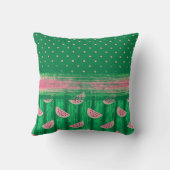 ピンクグリーン水玉模様スイカ クッション (裏面)