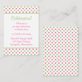 ピンクグリーン水玉模様バルミツワー披露宴カード エンクロージャーカード