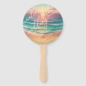 ピンクグリーン海ビーチデイパーティー歓迎結婚の ハンドファン (裏面)