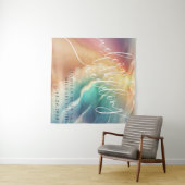 ピンクグリーン海ビーチホットパーティー歓迎の背景 タペストリー (インサイチュ(横))