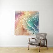 ピンクグリーン海ビーチホットパーティー歓迎の背景 タペストリー (インサイチュ)