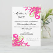 ピンクグリーン渦巻卒業発表 招待状 (スタンド正面)