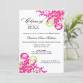 ピンクグリーン渦巻卒業発表 招待状 (スタンド正面)