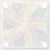 ピンクグリーン無煙炭ファンタジーフラワーフラクタルアート ガラスコースター (裏面)