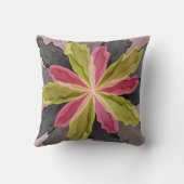 ピンクグリーン無煙炭ファンタジーフラワーフラクタルアート クッション (裏面)
