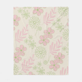 ピンクグリーン熱帯フローラ春夏 フリースブランケット