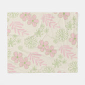 ピンクグリーン熱帯フローラ春夏 フリースブランケット (正面(横))