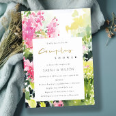 ピンクグリーン熱帯ブーゲンビリアのカップルのシャワー 招待状