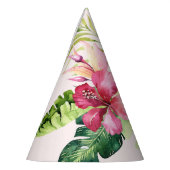 ピンクグリーン熱帯紙パーティー帽子 パーティーハット (左)