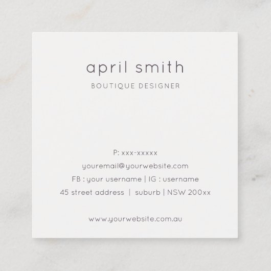 ピンクグリーン牡丹フローラサンキュービジネスオーダー スクエア名刺 (裏面)