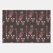 ピンクグリーン白ハート赤ちゃんシャワー ラッピングペーパーシート (正面3)