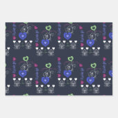 ピンクグリーン白ハート赤ちゃんシャワー ラッピングペーパーシート (正面3)