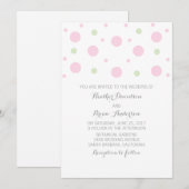 ピンクグリーン紙吹雪結婚式の招待 招待状 (正面/裏面)