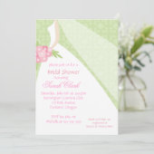 ピンクグリーン結婚ズドレスブライダルシャワー 招待状 (スタンド正面)
