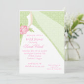 ピンクグリーン結婚ズドレスブライダルシャワー 招待状 (スタンド正面)