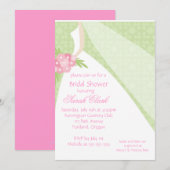 ピンクグリーン結婚ズドレスブライダルシャワー 招待状 (正面/裏面)