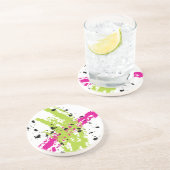 ピンクグリーン絵を描スプラッシュインクスポッチ滴コースター コースター (側面)